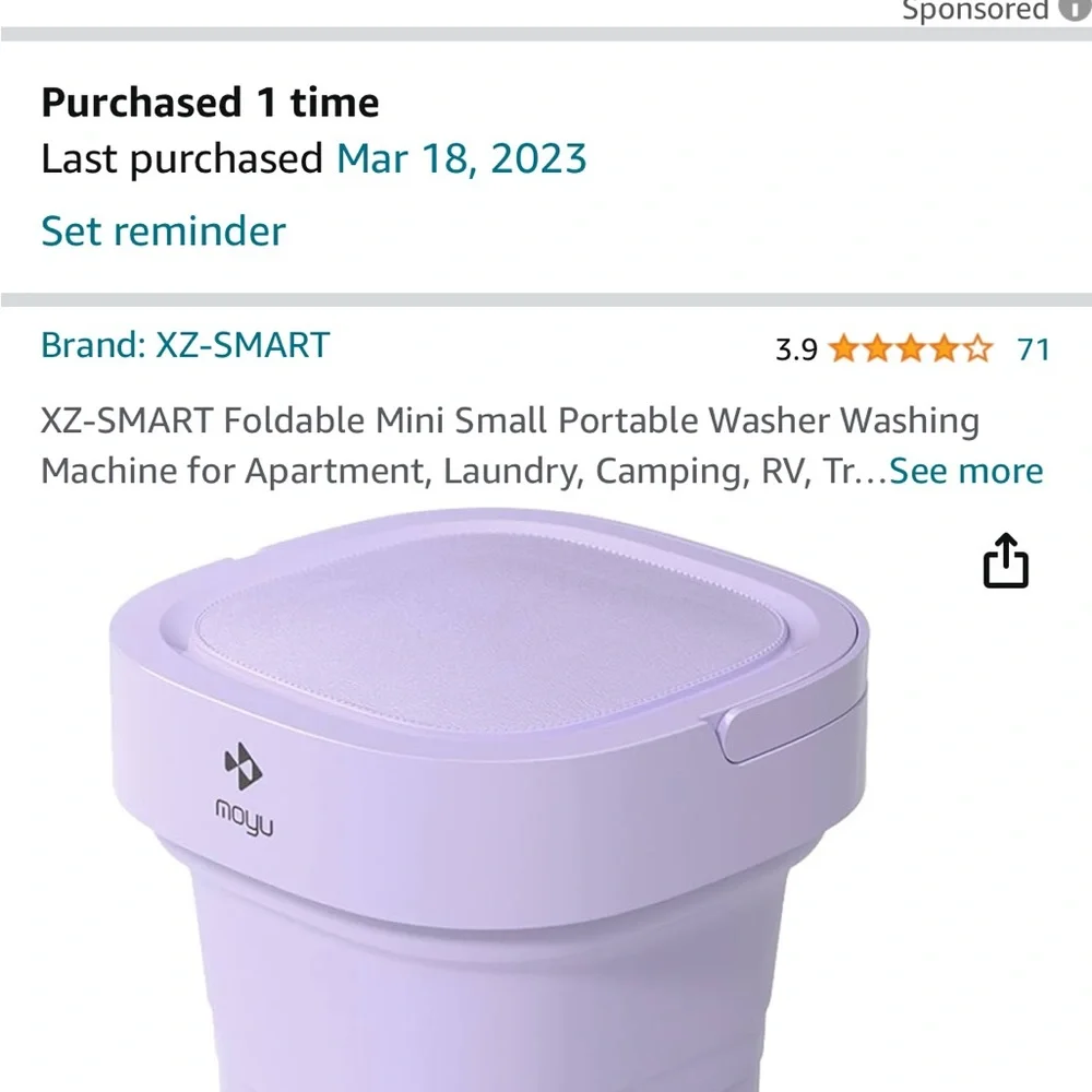 Portable Washing Machine,8L Folding Washer with 3 Modes Deep Cleaning (Purple)